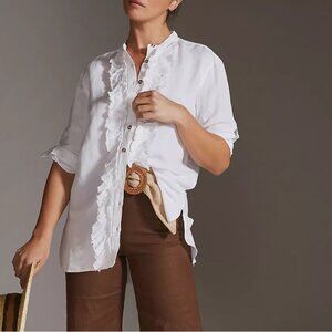 Anthro l Pilcro Ruffled Placket Shirt